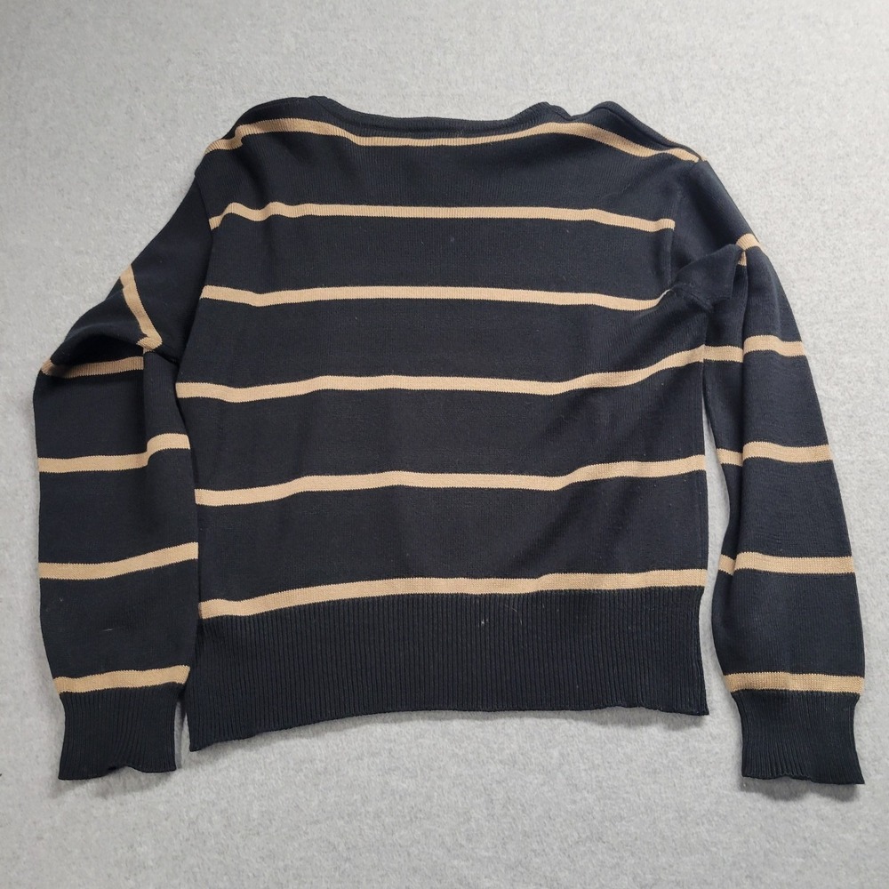 Christian Dior Size Medium Sweater Striped Black Tan Long Sleeved Cotton Blend - Picture 10 of 11